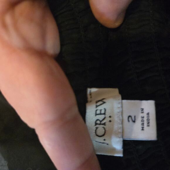 J.Crew Black Smocked Puff Sleeve Top Square Neck Blouse Size 2 - Picture 3 of 9